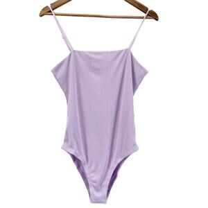 Miss Sparkling Womens S Ribbed Bodysuit Snap Crotch Lilac Purple Spaghetti Strap